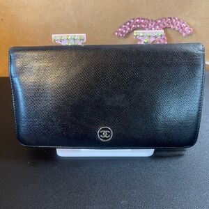 Authentic Chanel Beautiful Soft Black Leather Wallet